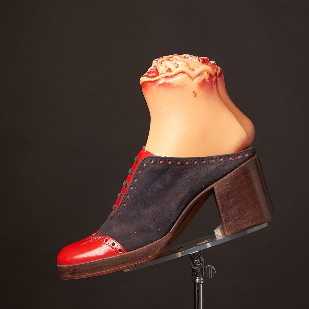 1970's Red and Blue Platform Tuxedo Mules Shoes